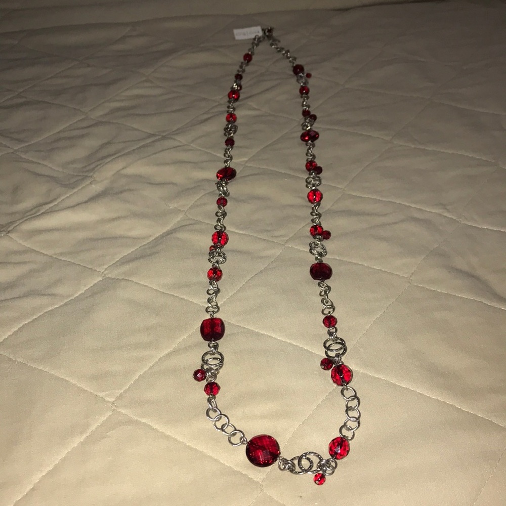 NWT silver & red necklace